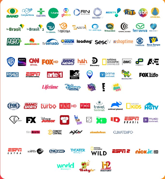 Grade completa de canais inclusos no plano TV Novell: Globo, SBT, RedeTV, Band, Record, ESPN, Fox Sports, Discovery, Warner, CNN Brasil, National Geographic, Disney Channel, Nickelodeon, MTV, Lifetime, AMC, A&E, Comedy Central, History, FX e outros