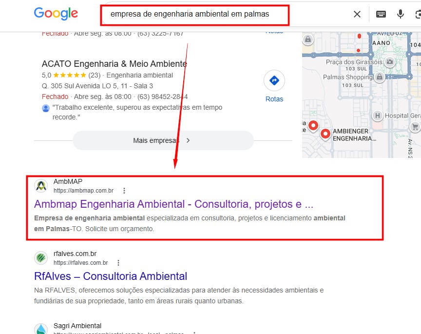 Resultado de busca no Google - Ambmap Engenharia Ambiental