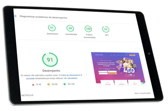 Resultado de performance no Google PageSpeed Insights